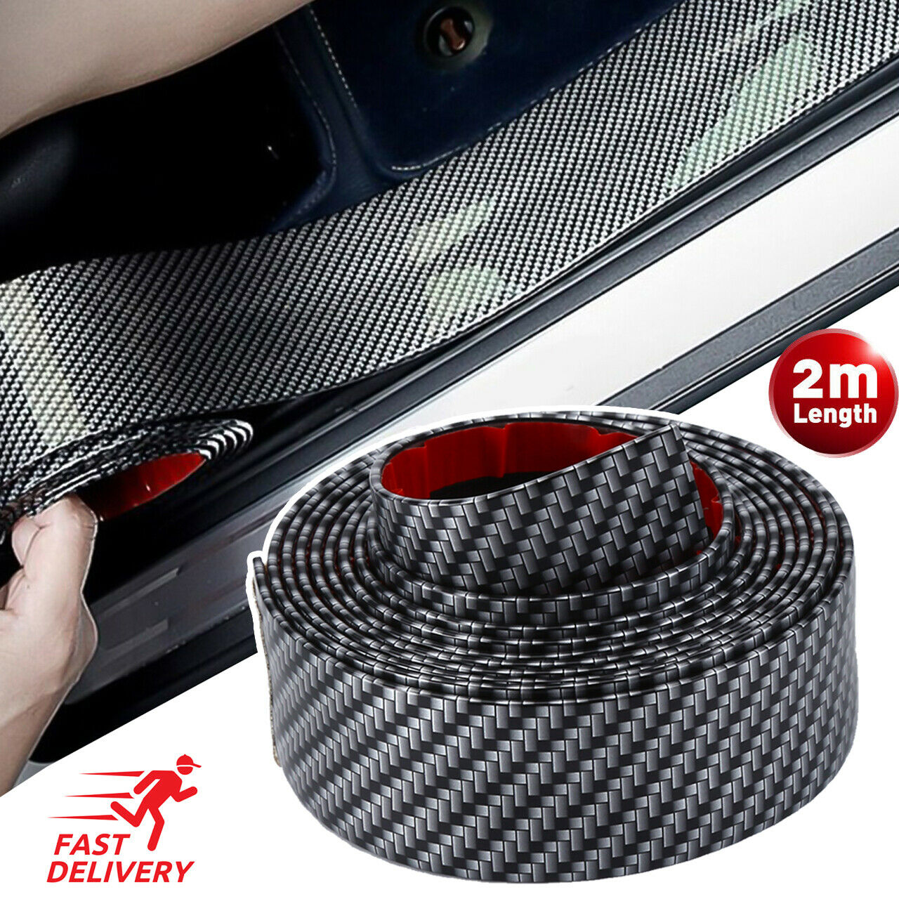 Crepe Pan Carbon - 引っかき傷防止ステッカー,粘着テープ,カーボンファイバー,マッドガード保護フィルム,2m