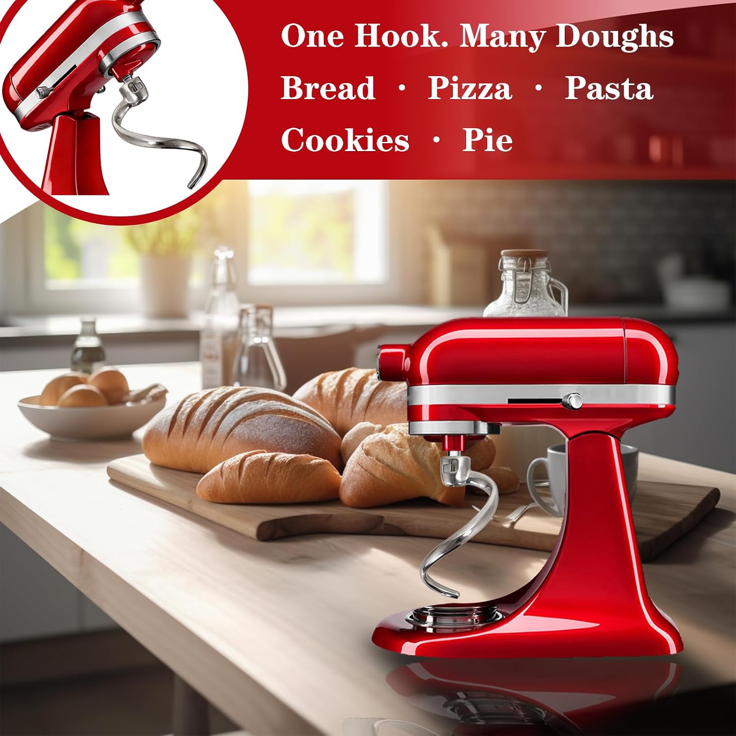 Kitchenaid Mixer Hand Mixer - キッチンエイド ティルトヘッドスタンドミキサー 4.5 & 5クォート用 ステンレス製スパイラル生地フック
