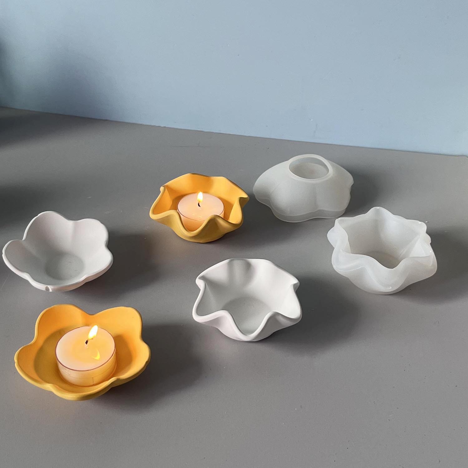 Potsticker Mold - 創造的な曲線エッジのキャンドルボウルシリコンモールド DIY手作りフラワーポット 石膏樹脂収納ボックス クラフト鋳型 ホームデコレーション