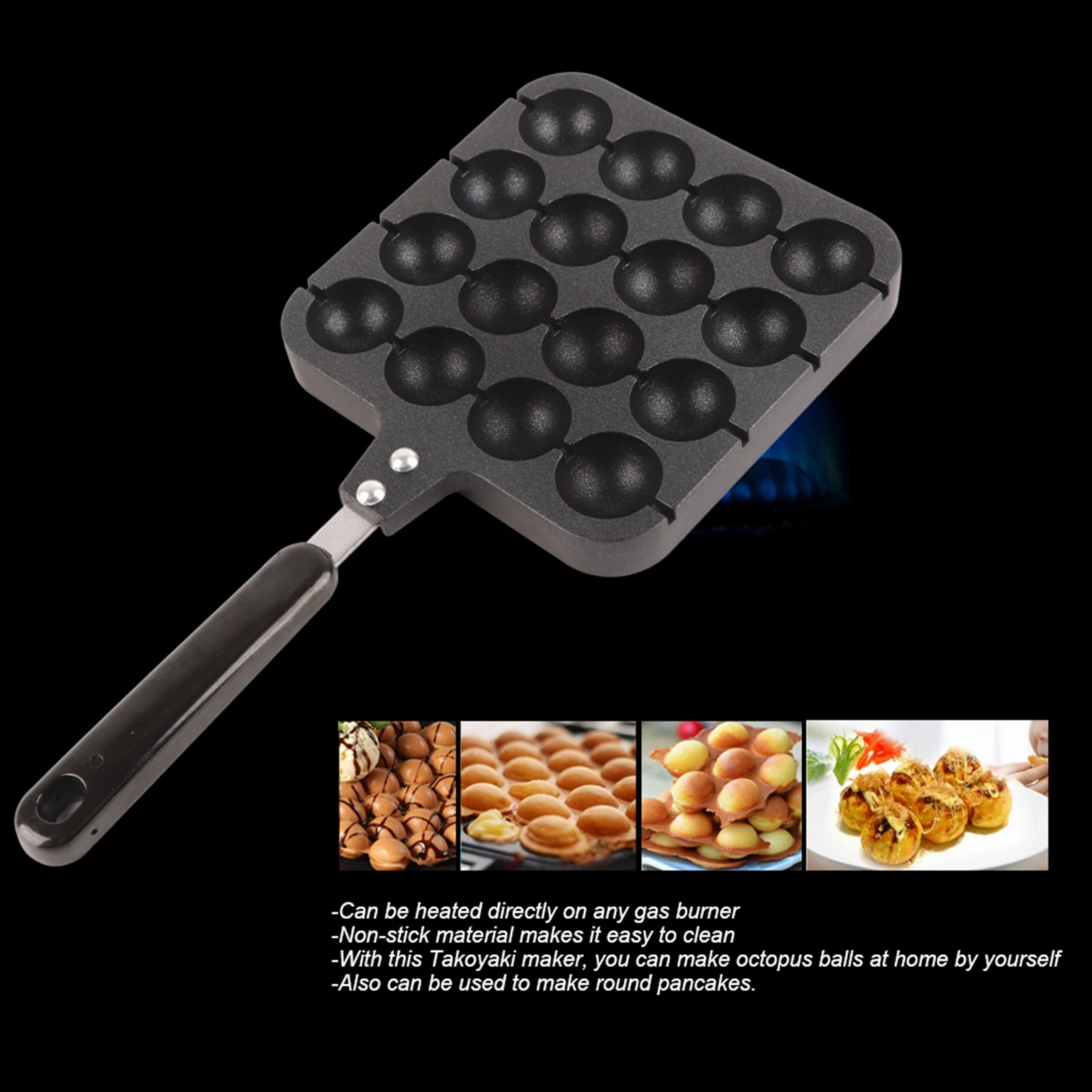 16穴のたこ焼き器、焦げ付き防止加工のたこ焼きグリルパン、た - Takoyaki Grill Plate のレビューと価格