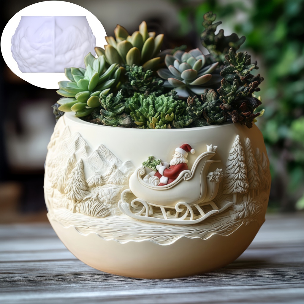 杉のそりサンタクロースレリーフキャンドルカップ石膏シリコンモ - Potsticker Mold のレビューと価格